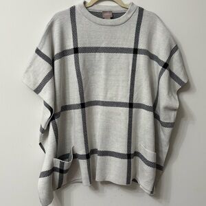 Chico's Black and White Plaid Poncho